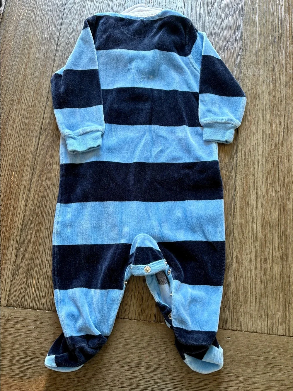 Ralph Lauren Striped Footed One-Piece- Light Blue & Navy - Baby